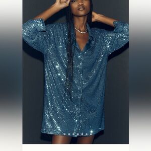 Sparkling Blue Sequin Blouse